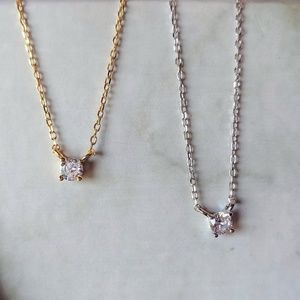 4mm Diamond Solitaire Necklace Petite Minimalist